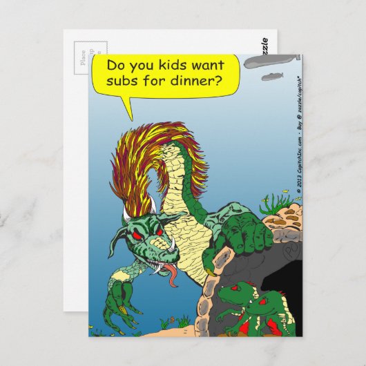 468海の怪物"夕食のためのサブ"漫画 ポストカード (正面/裏面)