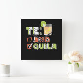 46.シンコデマヨテアモキラテキーラライム スクエア壁時計 (ホーム)