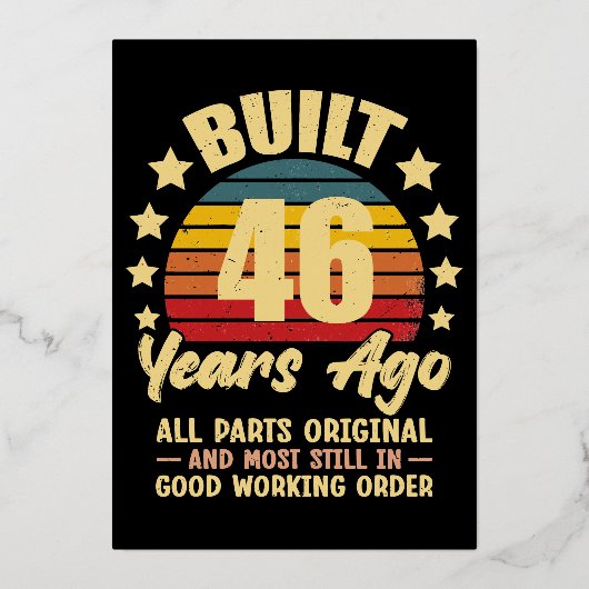 46 Years Ago All Parts Original 46th Birthday 箔招待状 (正面)