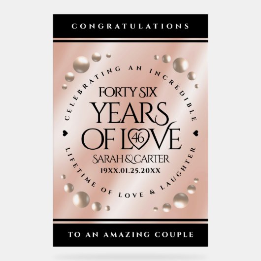 46thエレガントパールの結婚記念日お祝い アクリルサイン (正面)
