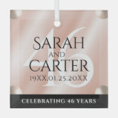 46thエレガントパールの結婚記念日お祝い ガラスオーナメント (正面)