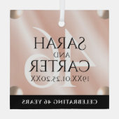 46thエレガントパールの結婚記念日お祝い ガラスオーナメント (裏面)