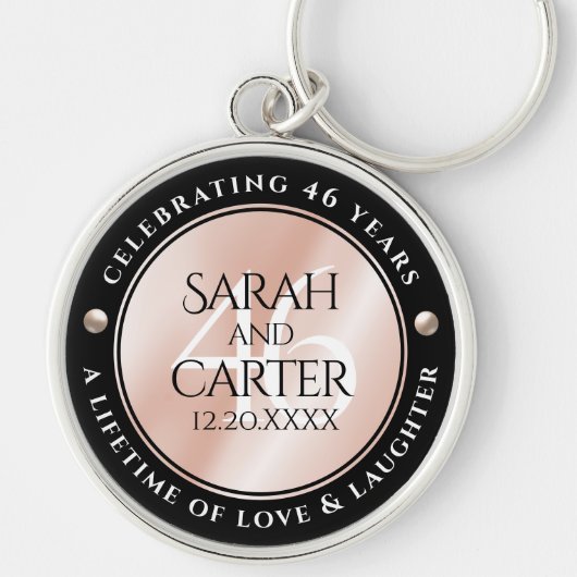 46thエレガントパールの結婚記念日お祝い キーホルダー (正面)