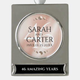 46thエレガントパールの結婚記念日お祝い シルバープレートバナーオーナメント