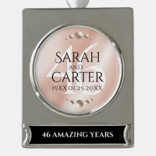 46thエレガントパールの結婚記念日お祝い シルバープレートバナーオーナメント