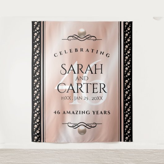 46thエレガントパールの結婚記念日お祝い タペストリー (正面)