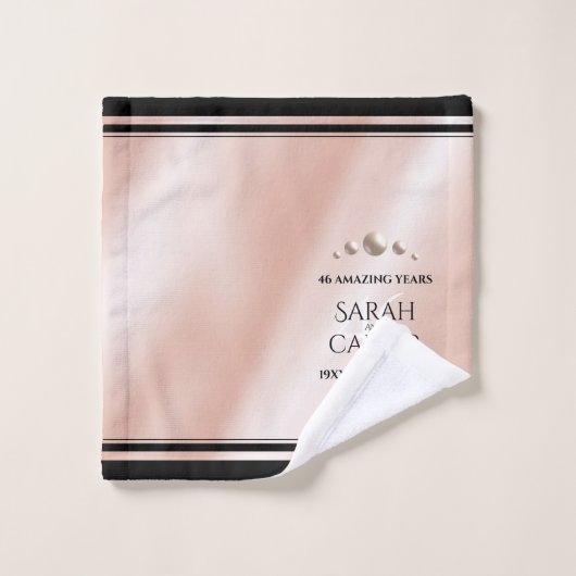 46thエレガントパールの結婚記念日お祝い バスタオルセット (ウォッシュタオル)