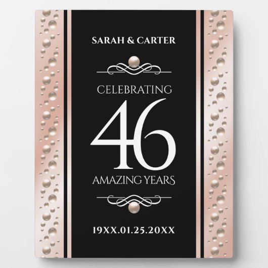 46thエレガントパールの結婚記念日お祝い フォトプラーク (正面)