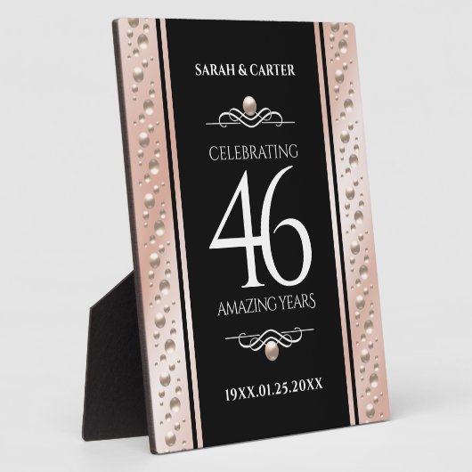 46thエレガントパールの結婚記念日お祝い フォトプラーク (側面)