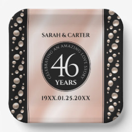 46thエレガントパールの結婚記念日お祝い ペーパープレート