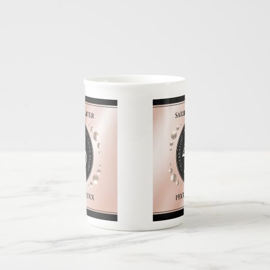 46thエレガントパールの結婚記念日お祝い ボーンチャイナマグカップ (正面)