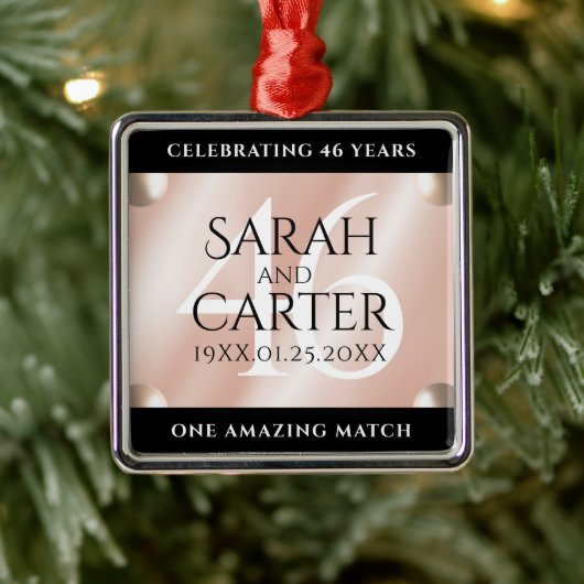 46thエレガントパールの結婚記念日お祝い メタルオーナメント (ツリー)