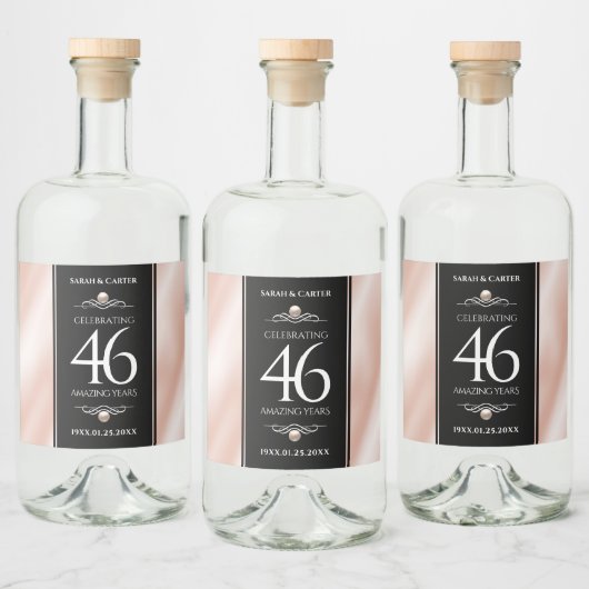 46thエレガントパールの結婚記念日お祝い リキュールボトルラベル (ボトル)