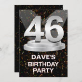 46th誕生日パーティーの招待状の名前の追加 招待状 (正面/裏面)