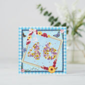 46th誕生日パーティー招待花、蝶 招待状 (スタンド正面)