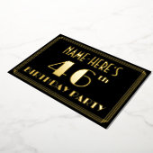 46th誕生日パーティー：アールデコ見る"46"，名前と 箔招待状 (回転した状態)