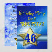 46th誕生日パーティーSuperstarへの招待。 招待状 (正面/裏面)