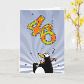 46th誕生日ペンギンサプライズカード カード (黄色い花)
