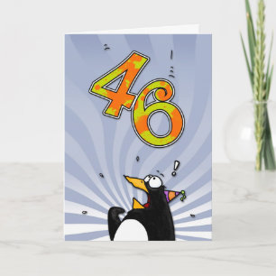 46th誕生日ペンギンサプライズカード カード