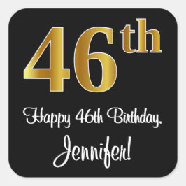 46th誕生日-エレガント豪華なフェイク金ゴールドルック# スクエアシール