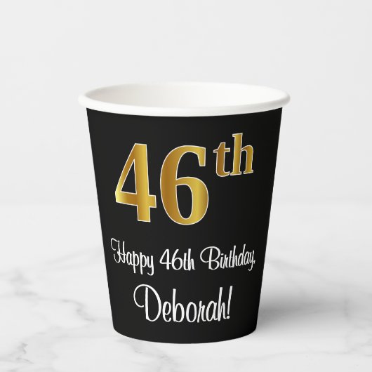46th誕生日-エレガント豪華なフェイク金ゴールドルック# 紙コップ (正面)