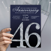 46th Anniversary Diamond Silver Navy Blue 招待状