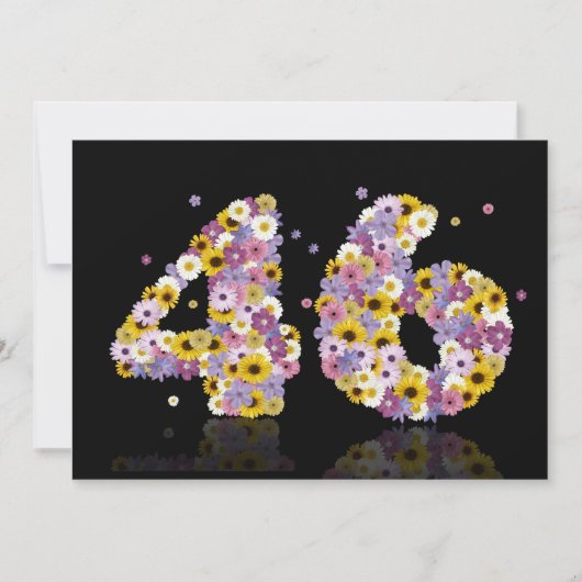 46th Birthdayパーティー、花の文字 招待状 (正面)