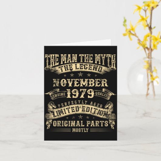 46th Birthday For Men Mythology Of November 1979  カード (黄色い花)