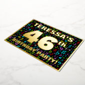 46th Birthday Party —おもしろい、音楽カラフル記号 箔招待状 (回転した状態)