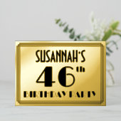 46th Birthday Party —アールデコ検索「46」 +名前 箔招待状 (立ち正面)