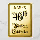 46th Birthday Party – スクリプエレガントト+名前をカスタムする 箔招待状 (正面)