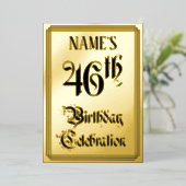 46th Birthday Party – スクリプエレガントト+名前をカスタムする 箔招待状 (立ち正面)