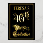 46th Birthday Party – スクリプファンシート&名前をカスタムする 箔招待状 (正面)