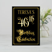 46th Birthday Party – スクリプファンシート&名前をカスタムする 箔招待状 (立ち正面)