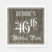 46th Birthday Party — ファンシー Script, フェイク Wood Look スタンダードランチョンナプキン (正面)