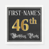46th Birthday Party — Fancy Script, Faux Gold Look スタンダードランチョンナプキン (正面)