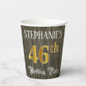 46th Birthday Party — Faux Gold & Faux Wood Looks 紙コップ (裏面)