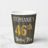 46th Birthday Party — Faux Gold & Faux Wood Looks 紙コップ (正面)