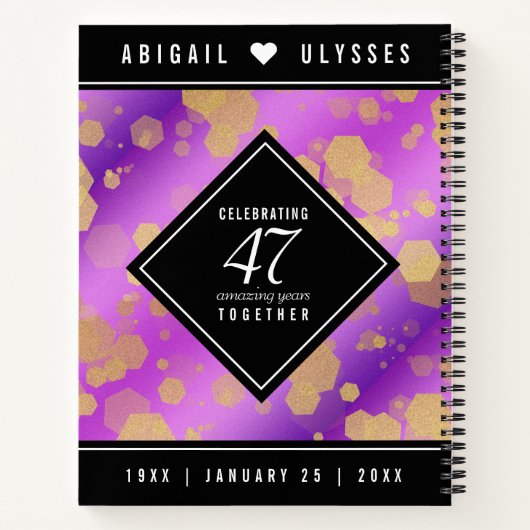 47エレガントアメジスト結婚アニバーサリーノート ノートブック (裏面)