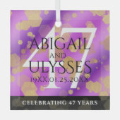 47エレガントアメジスト結婚記念日 ガラスオーナメント (正面)