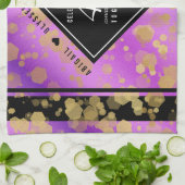 47エレガントアメジスト結婚記念日 キッチンタオル (折り畳み)