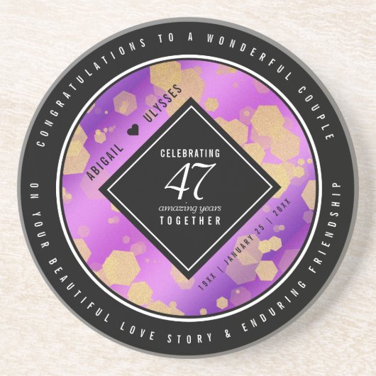 47エレガントアメジスト結婚記念日 コースター (正面)