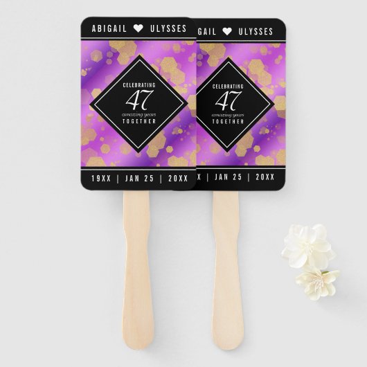 47エレガントアメジスト結婚記念日 ハンドファン (正面&裏面)