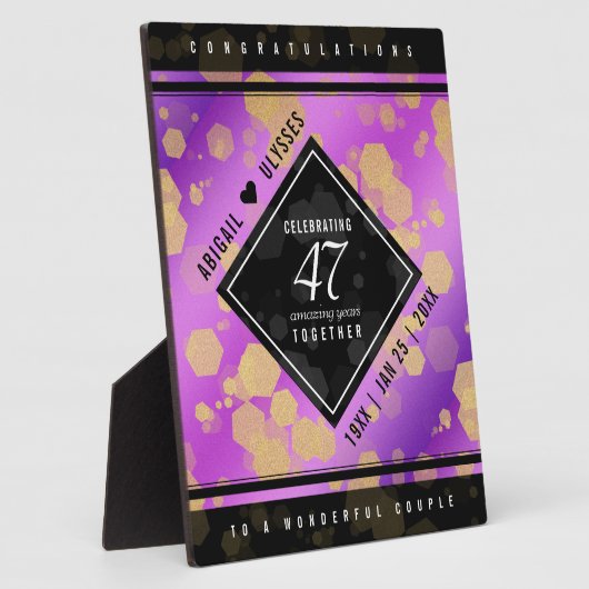 47エレガントアメジスト結婚記念日 フォトプラーク (側面)