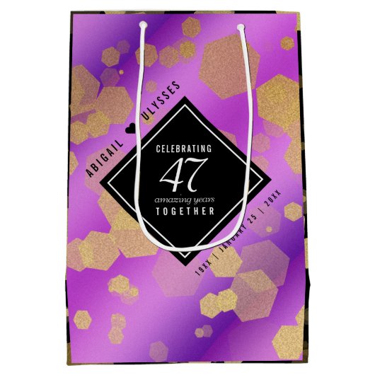 47エレガントアメジスト結婚記念日 ミディアムペーパーバッグ (裏面)