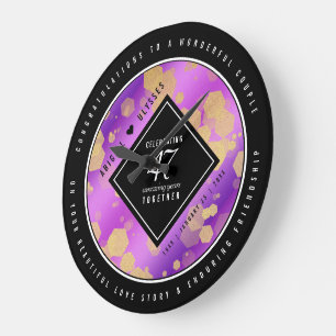 47エレガントアメジスト結婚記念日 ラージ壁時計