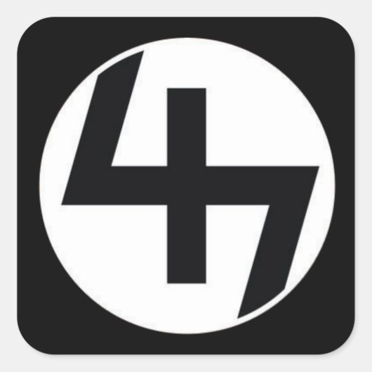 47ステッカーブラック/ブラック スクエアシール (正面)