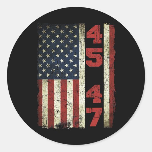 47トランプヴィンテージ宇佐国旗2024大統領選挙 ラウンドシール (正面)