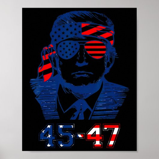 47トランプ2024米国国旗 ポスター (正面)
