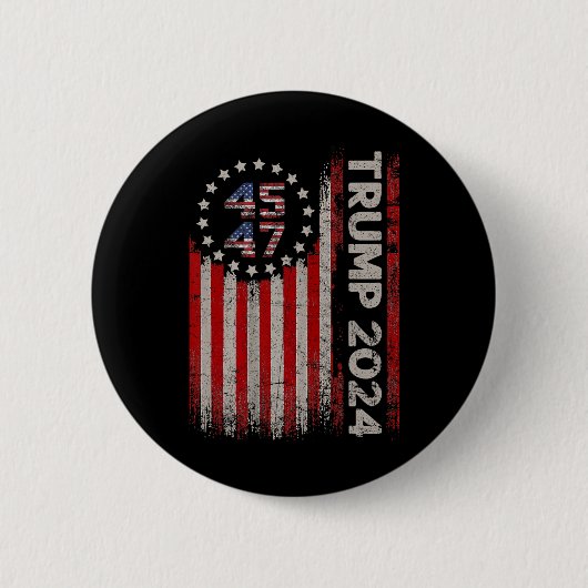 47トランプ2024米国国旗 缶バッジ (正面)